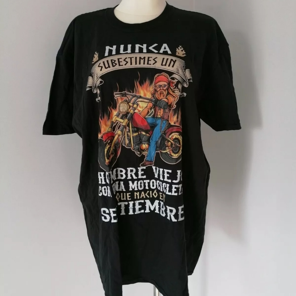 Gildan Men's T Shirt Black Spanish Biker Plus XXL